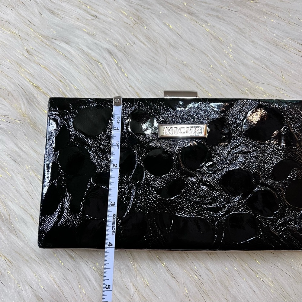 MICHE Black animal Print Faux Leather Silver tone Evening Clutch Bag NWOT - Picture 11 of 15